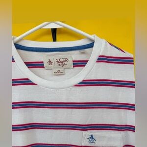 Original Penguin Men’s Striped Shirt - Red and Blue